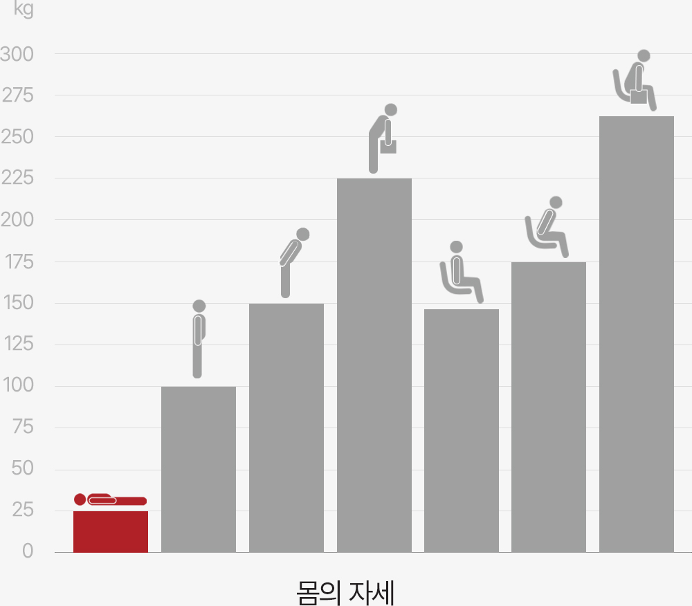 자세별 허리디스크의 부하